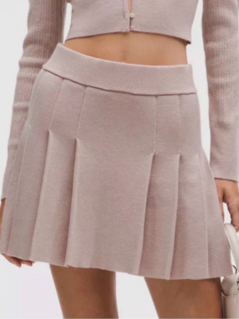Lululemon Ribbed Merino Wool Pleated Skirt Light Pink